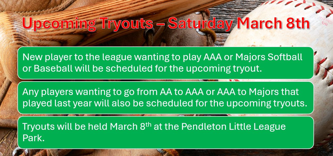 Upcoming Tryouts